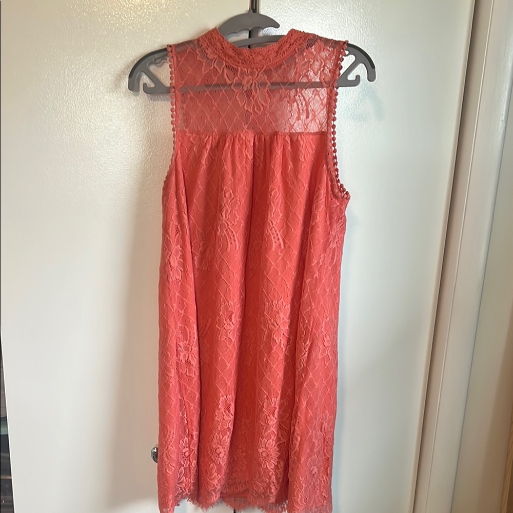 Elegant Coral Lace Dress